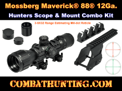 Mossberg Maverick 88 12 Gauge Shotgun Scope Mount Combo 3-9x32mm