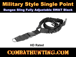 Single Point Tactical Rifle Sling With Bungee Black