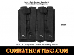 Double Pistol Mag Pouch Molle Compatible Black