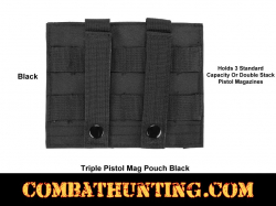 Triple Pistol Mag Pouch Molle Black