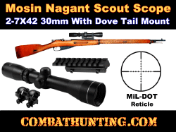 Mosin Nagant Dovetail Scope Mount Kit With 2-7X42 Scout Scope Mil-Dot Reticle