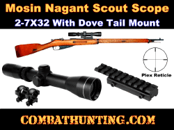 Mosin Nagant Dovetail Scope Mount Kit With 2-7X32 Scout Scope Plex Reticle