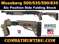 Mossberg 500,535,590,835 Shotgun Six Position Adjustable Side Folding TactLite Stock FDE
