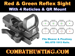 Red & Green Reflex Sight with 4 Reticles QR Mount