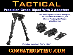 NcStar Precision Grade Rifle Bipod Full Size 7 to 11 inches 3 Adaptors