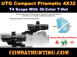 UTG Compact Prismatic 4X32 T4 Scope 36-Color T-DOT