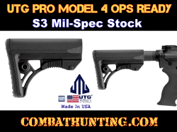 UTG PRO®AR15 Ops Ready S3 Mil-spec Stock 6 position adjustable, Black