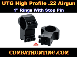 UTG High Profile .22 Airgun Scope Rings 1" Scope Ring With Stop Pin