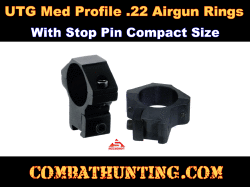 UTG 1" 2PCs Med Profile .22 Airgun Rings With Stop Pin Compact Size