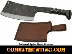 Railroad Spike Meat Cleaver With Leather Sheath 9"