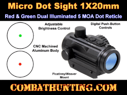 Micro Dot Sight 1X20mm 5 MOA Red Dot Green Dot Reticle