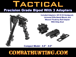 Tactical Bipod Compact 5.5 to 8 inches 3 Adaptors