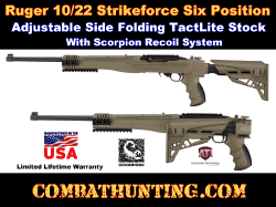 Ruger 10/22® Strikeforce Stock Six Position Adjustable Side Folding Flat Dark Earth