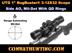 UTG 1" BugBuster 3-12X32 Scope Side AO Mil-dot QD Rings
