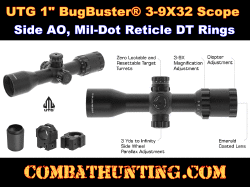 UTG 1" BugBuster 3-9X32 Scope Side AO Mil-dot With Dovetail Rings
