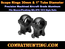 See Thru Scope Rings 30mm 1" Scope Ring Mounts 1.3" H Weaver/ Picatinny 