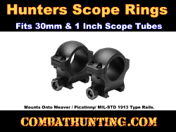 Scope Rings 30mm 1" Rings 0.9"H Fits Weaver/ Picatinny/ MIL-STD 1913 Rails