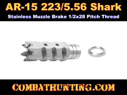 AR-15 .223 5.56 Stainless Steel Shark Muzzle Brake & Crush Washer
