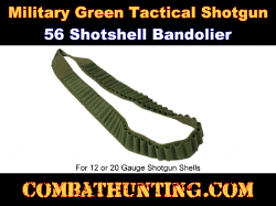 56 Shotgun Shotshell Bandolier 12/20 Gauge Military Green