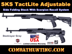 Destroyer Gray SKS TactLite Adjustable Side Folding Stock With Scorpion Recoil System