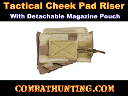 Rifle Tactical Cheek Pad Riser Rest With SKS Mag Pouch Tan