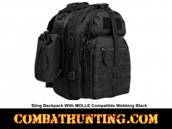 Sling Backpack With MOLLE Compatible Webbing Black