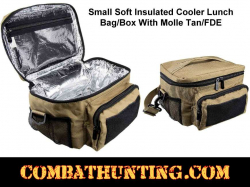 Small Soft Insulated Cooler Lunch Bag/Box With Molle Tan/FDE