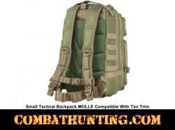 Small Tactical Backpack MOLLE Green With Tan Trim