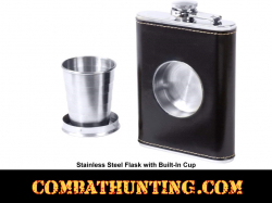 Stainless Steel Flask with Built-In Cup 6.8oz