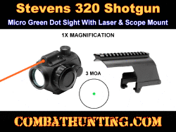 Stevens 320 Green Dot Sight With Laser & Picatinny Rail Scope Mount Base
