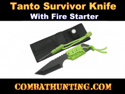 Tanto Survivor Knife With Fire Starter Green