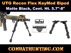 UTG Recon Flex KeyMod Bipod Matte Black, Cent. Ht. 5.7"-8"