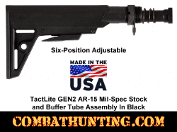 TactLite GEN2 AR-15 Mil-Spec Stock Buffer Tube Assembly Black