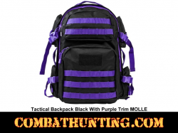 Tactical Backpack Black With Purple Trim MOLLE