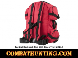 Tactical Backpack Red With Black Trim MOLLE