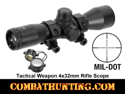 4X32 Compact Rifle Scope With Rings Mil-Dot Sniper Reticle