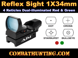 Red and Green Reflex Sight With 4 Reticles