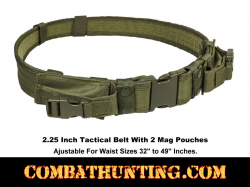 Green Tactical Belt 2.25" With 2 Mag Pouches & 4 Belt Keepers
