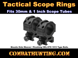 Tactical Scope Rings 30mm 1" Rings 1.1"H Fits Weaver/ Picatinny/ MIL-STD 1913 Rails