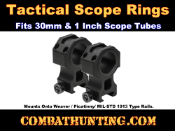 Tactical Scope Rings 30mm 1" Rings 1.5"H Fits Weaver Picatinny MIL-STD 1913 Rails