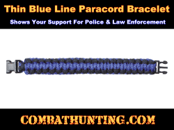 Police Thin Blue Line Paracord Bracelet Black and Blue