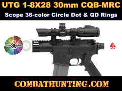 UTG 1-8X28 30mm CQB/MRC Scope 36-color Circle Dot QD Rings