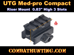 UTG Med-pro Compact Riser Mount, 0.83" High, 3 Slots