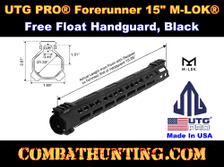 UTG PRO® Forerunner 15" M-LOK AR-15 Free Float Handguard Black