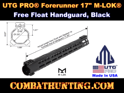 UTG PRO® Forerunner 17" M-LOK AR-15 Free Float Handguard Black