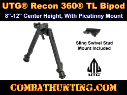 UTG Recon 360 TL Bipod 8"-12" Center Height Picatinny Mount