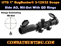 UTG 1" BugBuster 3-12X32 Scope Side AO Mil-dot QD Rings