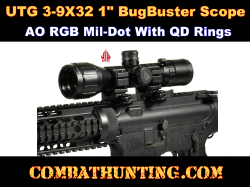 UTG 3-9X32 1" BugBuster Scope, AO, RGB Mil-dot, QD Rings, Black 