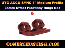 UTG® ACCU-SYNC 1" Med. Pro. 34mm Offset Pic. Rings Red Anodized