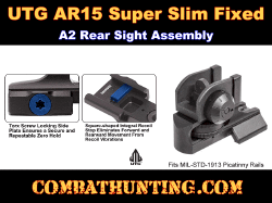 UTG AR15 Super Slim Fixed Rear Sight, Picatinny, Black